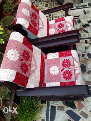 White, Red, And Black Floral sofa set