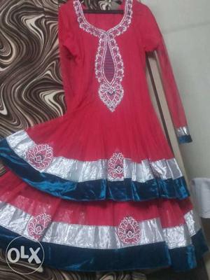 1 time use double gher full Anarkali frock size