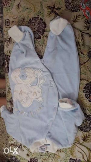Baby's Blue And White Floral Onesie