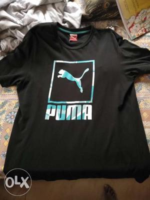 Black And Blue Puma Crew-neck T-shirt