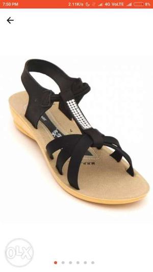 Black And Brown Open-toe Sandal