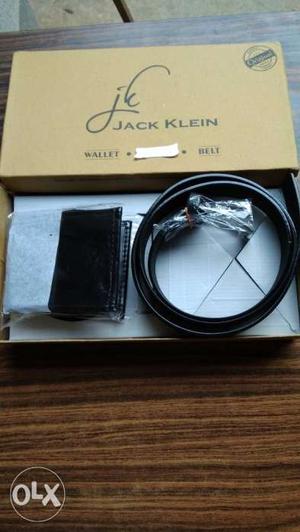 Black Leather Belt With Bifold Wallet And Box