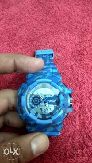 Blue And Black Digital Watch