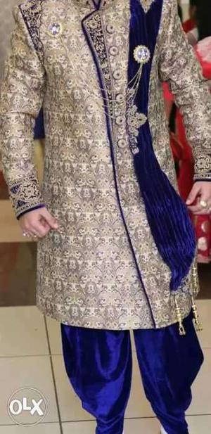 Blue Sherwani Fully New with hammer,Patch,Stall and Stylish