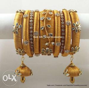 Brown Floral Silk Thread Bangles