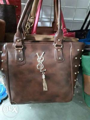 Brown YSL Leather Tote Bag