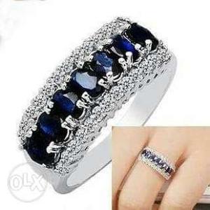 Dark-blue Jeweled Silver-colored Ring Collage