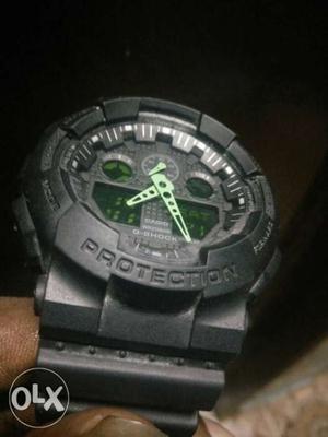 G shock dark black with military green limited