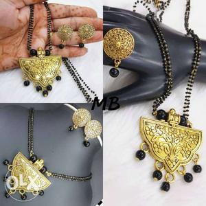 Gold-colored And Green Gemstone Pendant Necklace