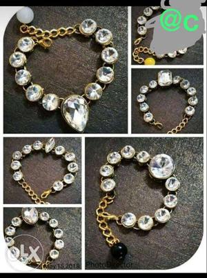 Gold-colored Clear Gemstone Bracelet Collage