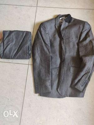 Gray Notch Lapel Suit Jacket