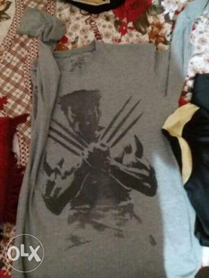 Gray Wolverine Print Long-sleeved Shirt, a kkr logo t-shirt,