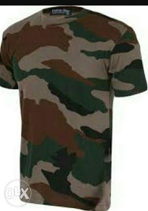 Green Camouflage Crew-neck Shirt