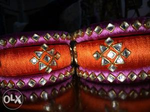 Orange-and-purple Bangle Bracelets