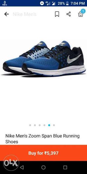 Pair Of Black-and-blue Nike Zoom Span Running Shoes