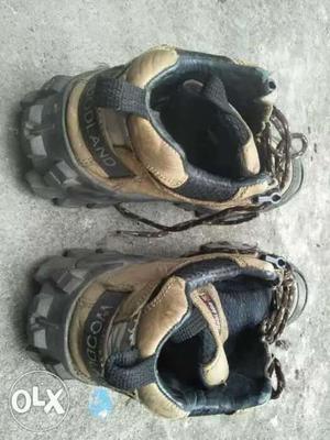 Pair Of Black-and-gray Hiking Shoes