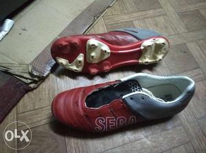 Pair Of Red Leather Mary Jane Shoes