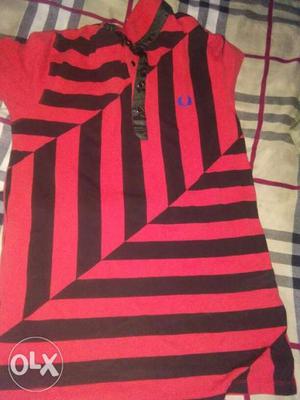Red And Black Stripe new t shirt size large.brand new