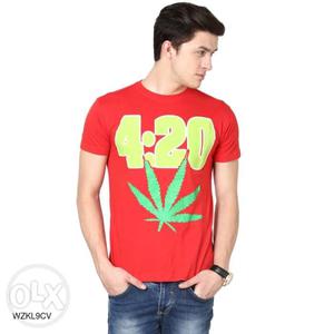 Red And Green Crew-neck Shirt