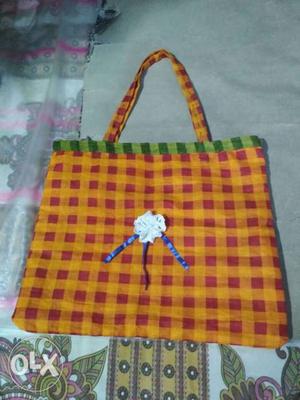 Red And White Checkered Tote Bag