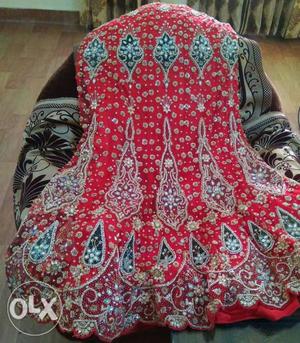 Red Bridal lehnga with Blouse, Dupatta(Almost