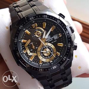 Round Black C a s i o Edifice Chronograph Watches for sale