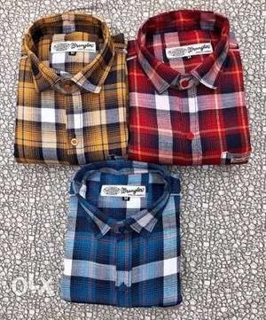Two Blue And Red Plaid Dress Shirts