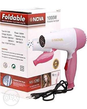 White And Pink Nova  W Hair Dryer With Box