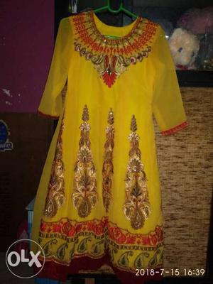 Yellow And Red Anarkali for sale