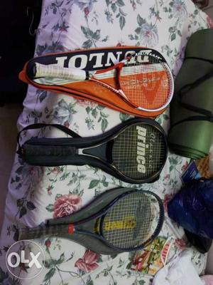 3 tennis rackets slightly used as in picture, for
