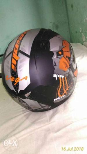 Black, Gray, And Orange Full-face Motorcycle Helmet