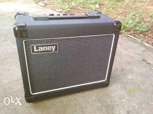 Black and grey Laney amplifier with black electric guitar