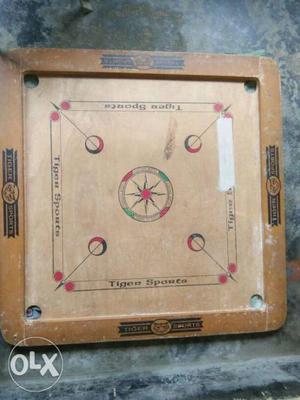 Brown And Red Pocket Carrom Table