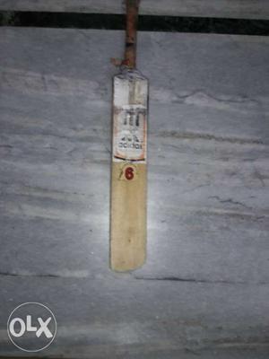 Brown And White Adidas Wooden Cricket Bat