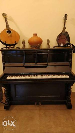 German Antique Upright Black Piano