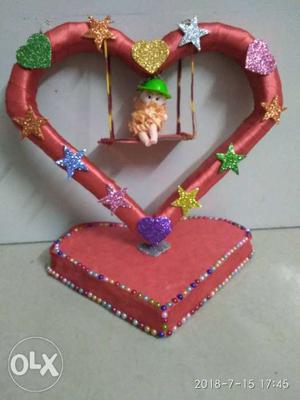 Hand made craft heart shaped showpiece