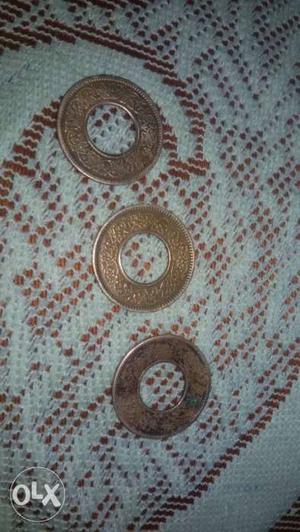 Old 1 Paisa Indian 3 Coins 