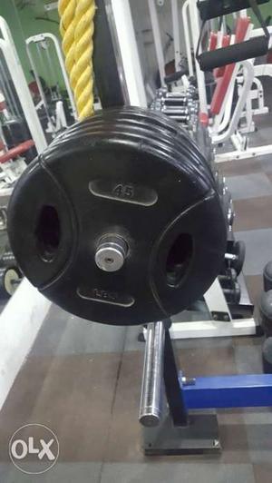 RUBBER Dumbbells and OLYMPIC RUBBER Plates. In very good