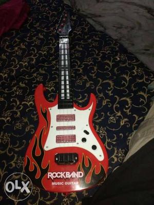 Red And White Rock Band Guitar Controller