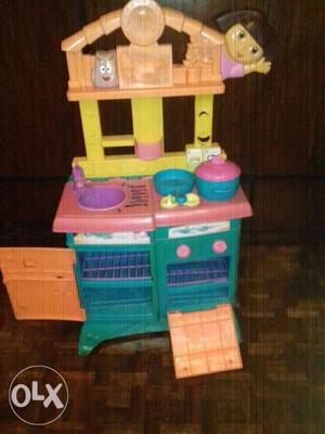 Teal And Multicolored Dora The Explorer Kitchen Playset