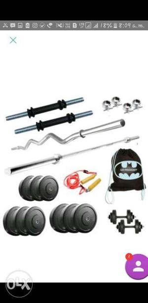Two Black-and-gray Barbells And Two Dumbbells Screenshot
