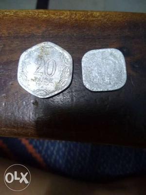's 20 and 5 paisa coins