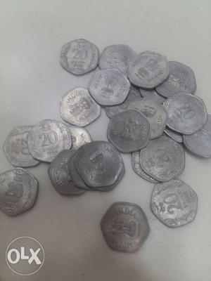20 paisa aluminium coin 8 pcs in60 rs
