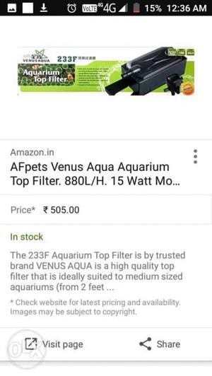 Black Aquarium Top Filter With Box