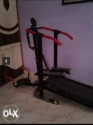 Black-Red 4 in 1 Manual Tredmill Good Quality {NEW}with