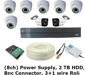 Cp Plus (8ch) HD DVR 1 Pcs, Bullet Camera 2.4 MP 2 Pcs, Dome