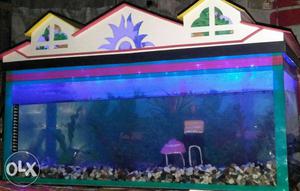 Excellent condition aquarium with fitr pmp & decrted home,