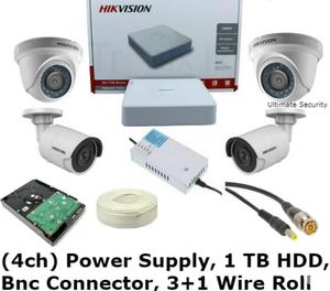 HikVision (4ch) HD DVR 1 Pcs, Bullet Camera 2 MP 2 nd 2 Dome