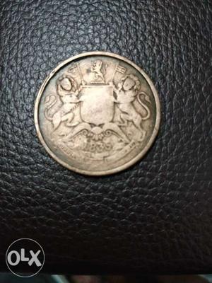 Pure copper coin of half Anna of  ie 183