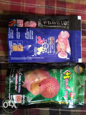 Two Flowerhorn Fish Food Packets